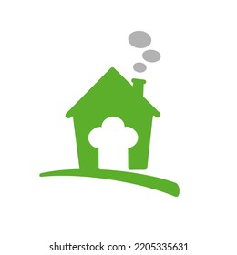 Simple Green House Home Chef Cooking Logo Design