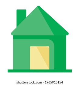 A simple green house icon to indicate an address, location. Can be used on websites, infographics, typography. 