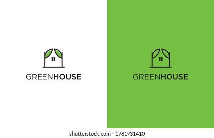 Simple Green House Logo Design Vector