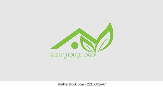 Einfaches Green House-Logo-Design mit minimalistischem Konzept und Premium-Vektorgrafik