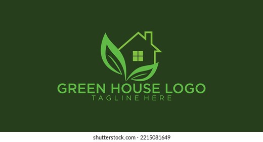 Simple Green house logo design with minimalis concept premium vector