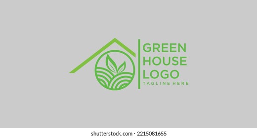 Simple Green house logo design with minimalis concept premium vector