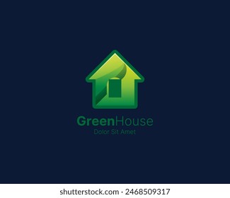 Simple green house logo template