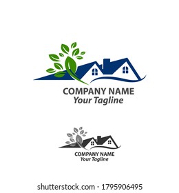 simple green house real estate logo and vector icon.EPS 10