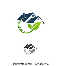 simple green house real estate logo and vector icon.EPS 10