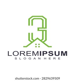 Simple green house shaped logo