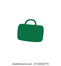 Un simple icono verde de un maletín sobre un fondo blanco.