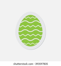 simple green icon with contour and shadow - Easter egg on a white background