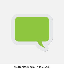 simple green icon with contour and shadow - speech bubble on a white background
