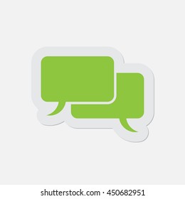 simple green icon with contour and shadow - speech bubbles on a white background