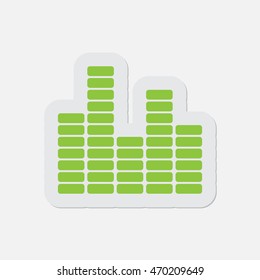 simple green icon with contour and shadow - equalizer symbol on a white background
