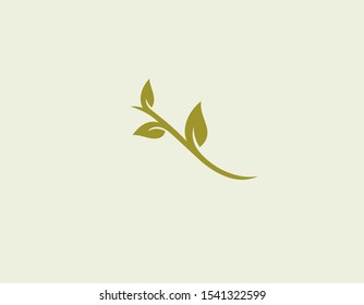 Simple green icon image plant branch with leaves nature