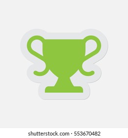simple green icon with light gray contour and shadow - sports cup on a white background