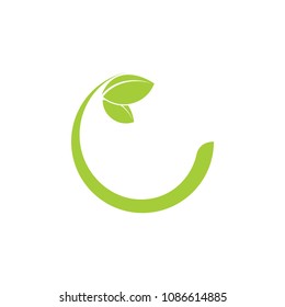 simple green leaf curves design logo