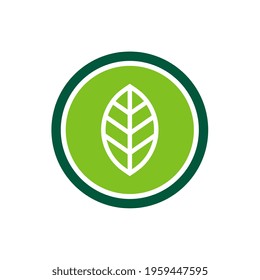 Simple green leaf icon, ecology logo template, eco symbol vector, circle shape flat icon