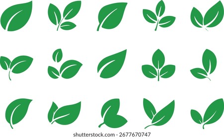 Simple Green Leaf Icon for Nature Eco Friendly and Sustainable Concepts Design Element