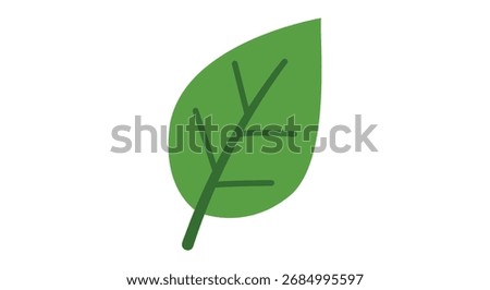 Simple green leaf icon with visible veins symbolizing nature and freshness for design projects