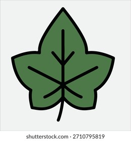 Einfache grüne Blattgrafik mit fetten Umrissen auf weißem Hintergrund.