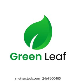 Einfache grüne Blatt-Illustration isoliert auf weißem Hintergrund.
