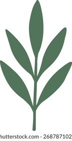 Simple Green Leaf Illustration on Black Background