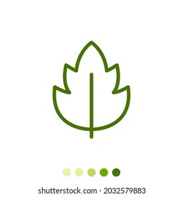 Simple green leaf linear icon.