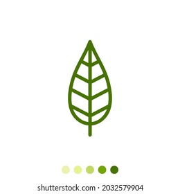Simple green leaf linear icon.