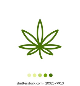 Simple green leaf linear icon.