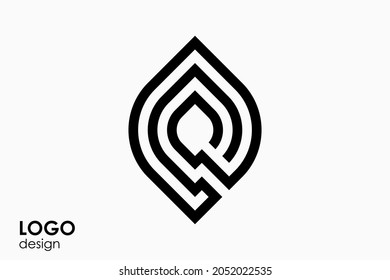 Simple green leaf logo in abstract and modern style