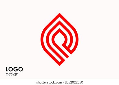 Simple green leaf logo in abstract and modern style