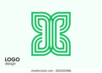 Simple green leaf logo in abstract and modern style
