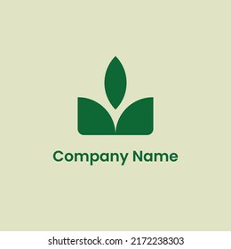 Simple Green Leaf Logo, Growing Plant. Suitable for eco technology theme