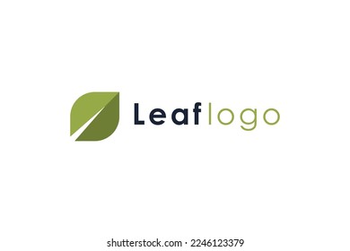Simple Green Leaf Logo isolated on White Background. Usable for Branding and Nature Logos. Flat Vector Logo Design Template Element.