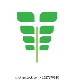 Simple green leaf logo template vector icon design