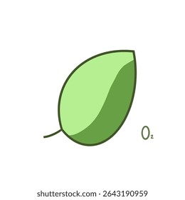 Simple green leaf releasing oxygen, representing photosynthesis, clean energy, and environmental conservation