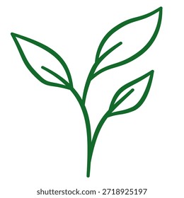 Gráfico minimalista del arte de la línea del contorno de la rama del brote de la hoja verde simple