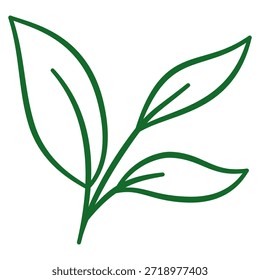 Gráfico de arte de línea sólida minimalista de rama de brote de hoja verde simple