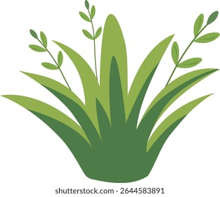 Simple green leafy stem with small rounded leaves, perfect for botanical artwork, organic design elements, garden decoration, nature visuals, eco-friendly illustrations, and spring-themed graphics.