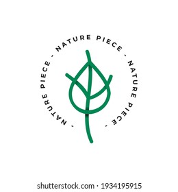 Simple Green Leave Outline Logo Vector 