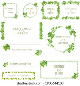 Simple green leaves frams vector illustration
