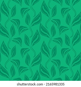 A simple green leaves seamless vector pattern