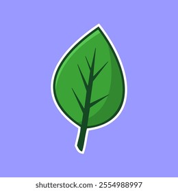 Simple green leaves vector illustration , green leaves vector made with hand drawn style isolated on a purple background