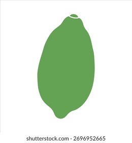 Silueta verde simple de la cal aislada en el diseño minimalista del fondo blanco	
