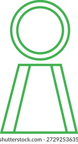 Ícone de troféu de arte de linha verde simples com círculo superior e base triangular