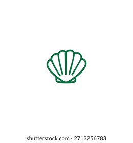 Eine einfache grüne Linie zeigt eine Muschelschale auf sauberem, weißem Hintergrund.
