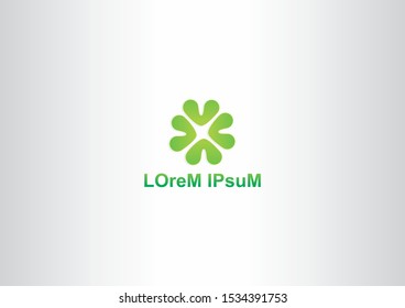 Simple green logo design with flower concept.