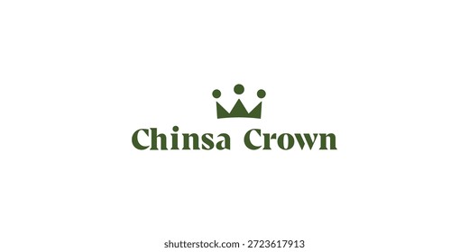 Logotipo verde simple con una corona sobre el texto Corona china sobre un fondo blanco, adecuado para la marca de negocios o empresas