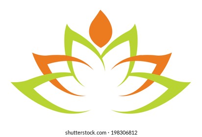 Simple green lotus plant - vector illustration