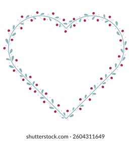 Simple Green Love Wreath Border Frame With Red And Green Leaves