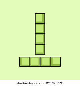 simple green l-shaped block puzzle with black stripes