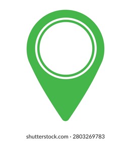 Simple green map pin icon representing location marker, navigation, travel, and pinpointing a spot. Flat design.